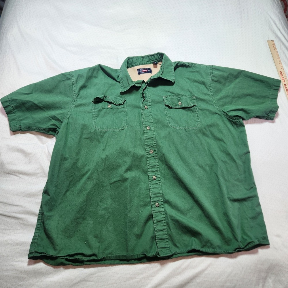 Wrangler Short Sleeve Shirt Mens 2XL Classic Button Outdoor Green Utility